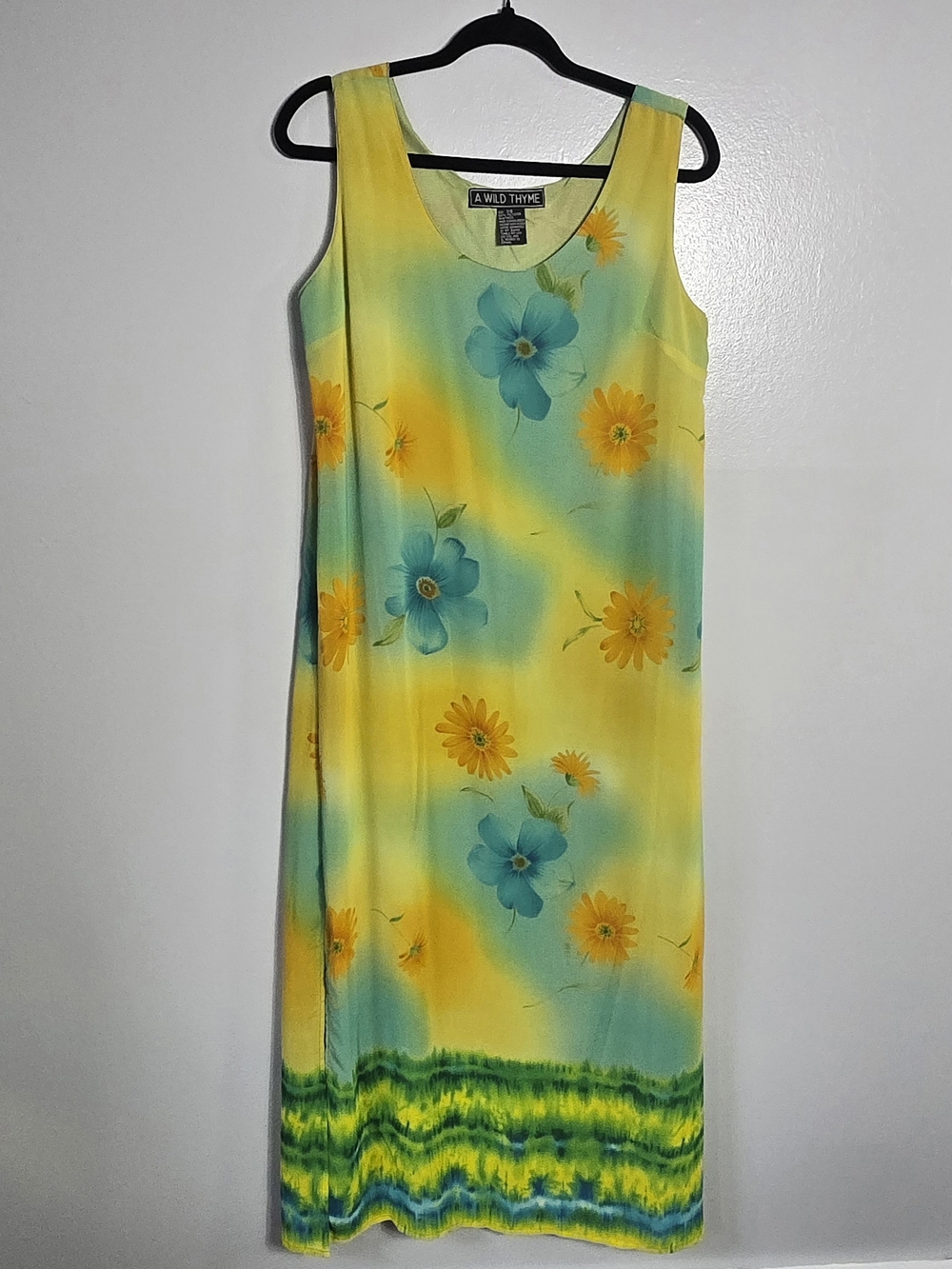 A Wild Thyme Vintage Y2K Watercolor Floral Sleeveless Ombre Maxi Dress Size 7/8